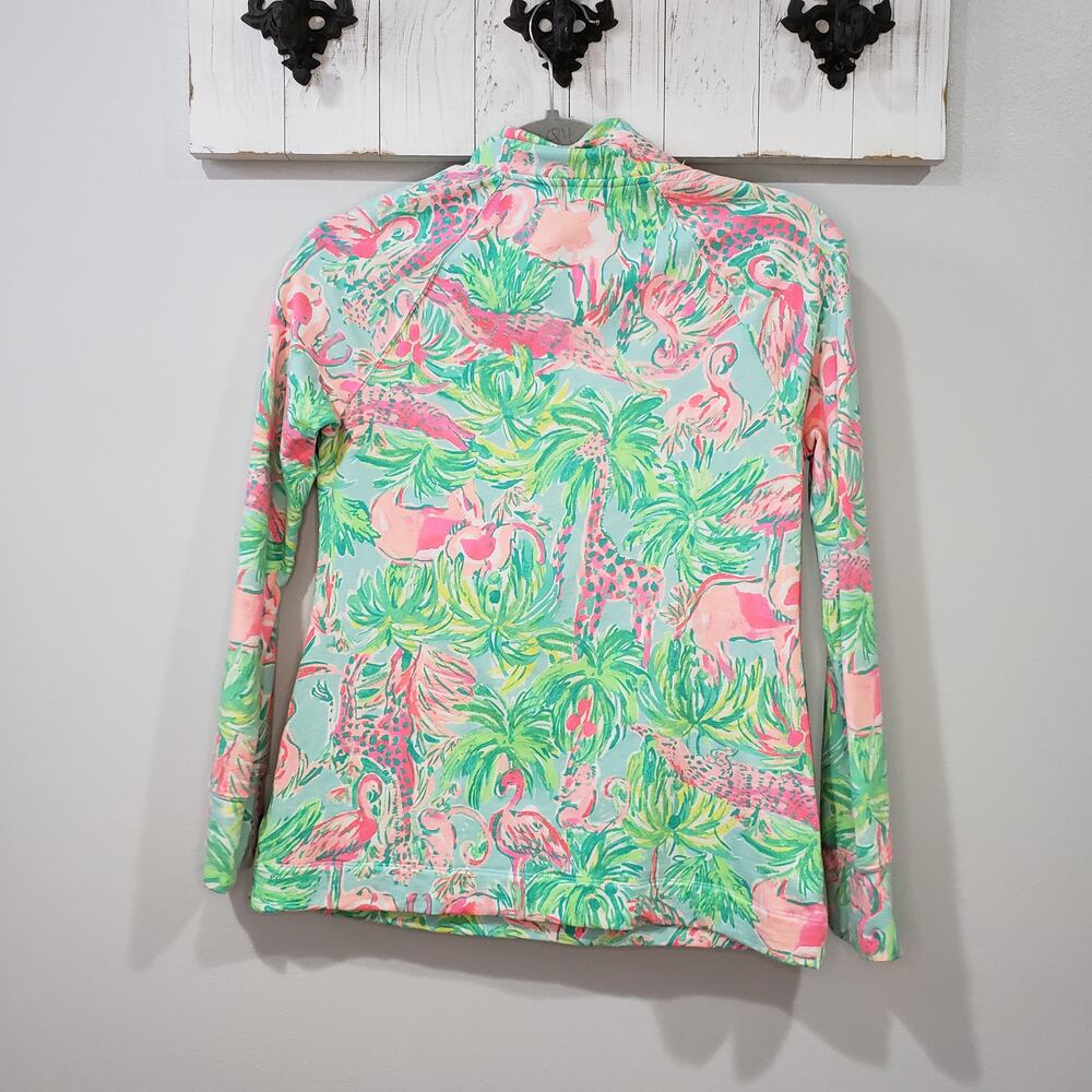 Lilly Pulitzer Skipper Popover Womens XS On Parade Flamingo Print Pullover